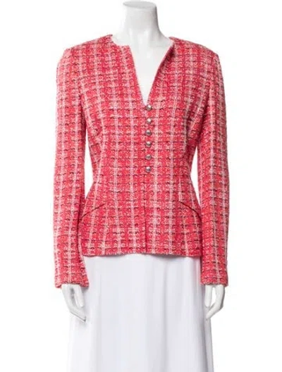 Pre-owned St John Tweed Pattern Evening Jacket W/ Tags In Red