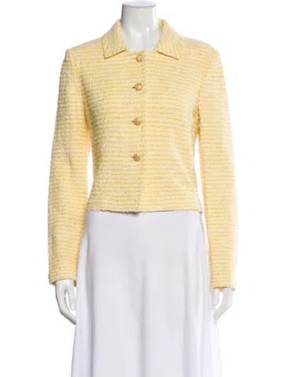 Pre-owned St John Tweed Pattern Evening Jacket W/ Tags In Yellow