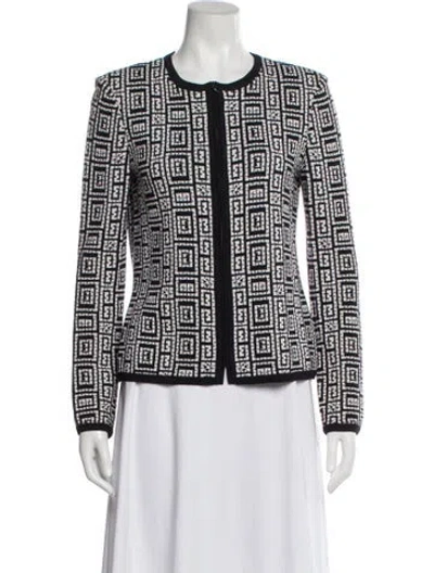 Pre-owned St John Tweed Pattern Evening Jacket In White