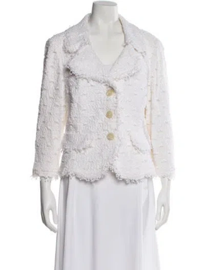Pre-owned St John Tweed Pattern Evening Jacket In White