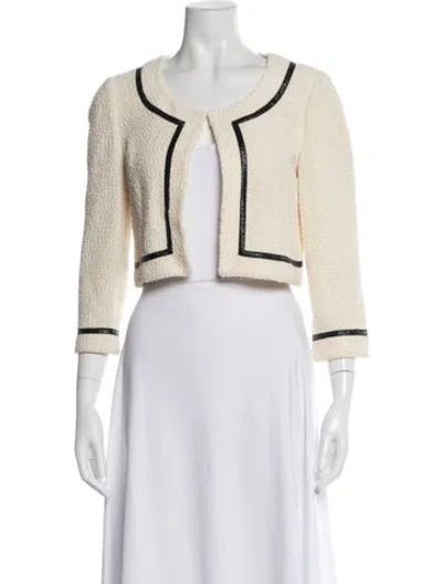 Pre-owned St John Tweed Pattern Evening Jacket In White