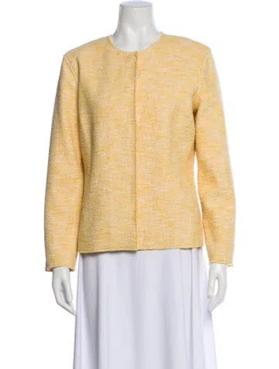 Pre-owned St John Tweed Pattern Evening Jacket In Yellow