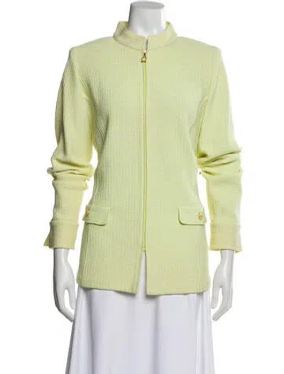 Pre-owned St John Tweed Pattern Evening Jacket In Yellow
