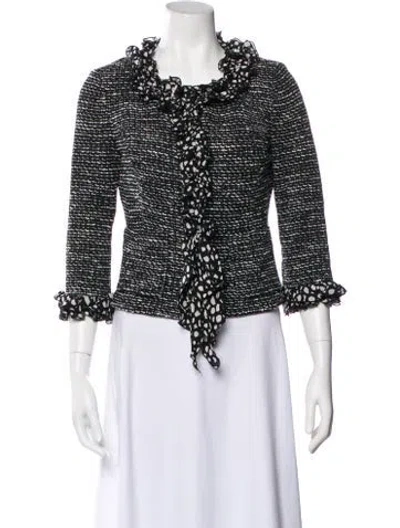 Pre-owned St John Tweed Pattern Jacket In Black