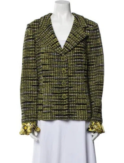 Pre-owned St John Tweed Pattern Jacket In Black