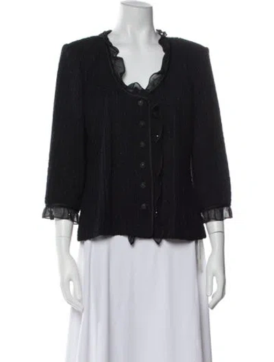 Pre-owned St John Tweed Pattern Jacket In Black