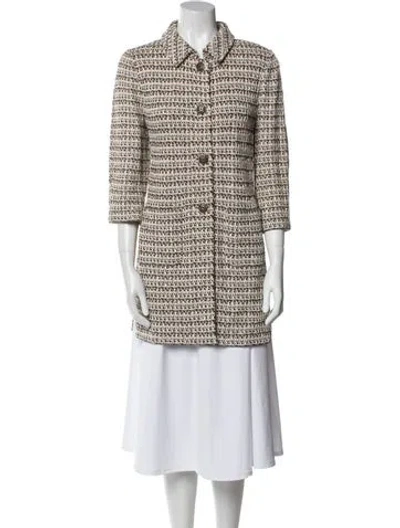 Pre-owned St John Tweed Pattern Jacket In Black