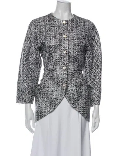 Pre-owned St John Tweed Pattern Jacket In Black