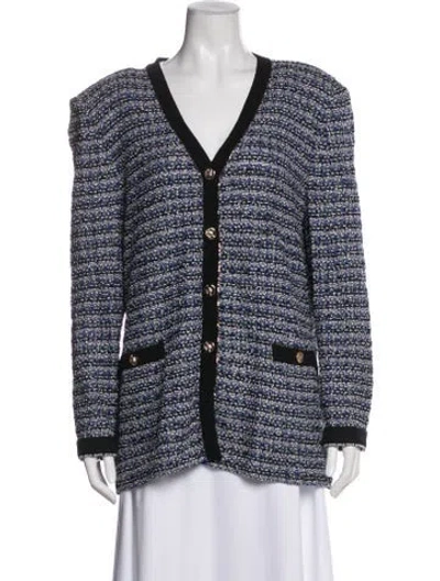 Pre-owned St John Tweed Pattern Jacket In Black
