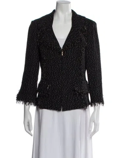 Pre-owned St John Tweed Pattern Jacket In Black