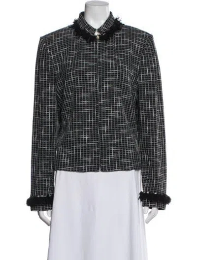 Pre-owned St John Tweed Pattern Jacket In Black