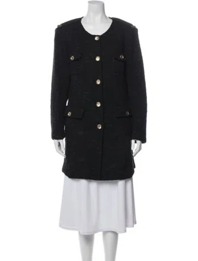 Pre-owned St John Tweed Pattern Jacket In Black