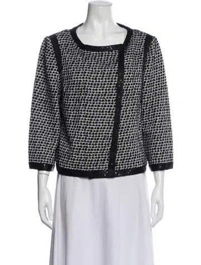 Pre-owned St John Tweed Pattern Jacket In Black