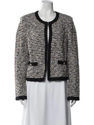 Pre-owned St John Tweed Pattern Jacket In Black