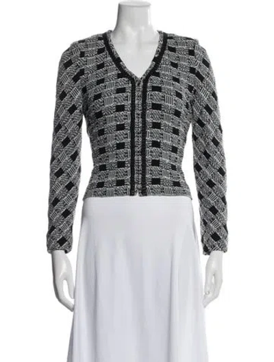 Pre-owned St John Tweed Pattern Jacket In Black