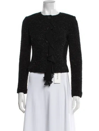 Pre-owned St John Tweed Pattern Jacket In Black