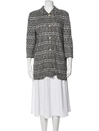 Pre-owned St John Tweed Pattern Jacket In Black