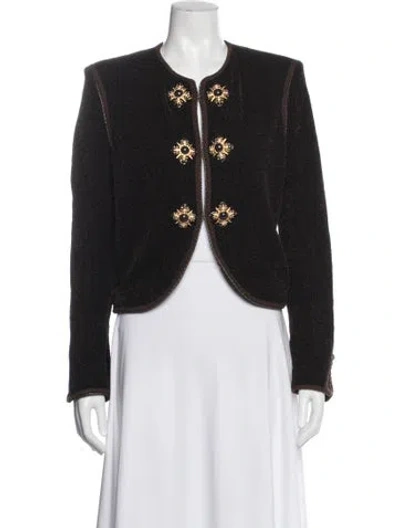 Pre-owned St John Tweed Pattern Jacket In Black