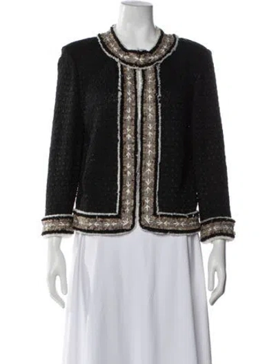 Pre-owned St John Tweed Pattern Jacket In Black
