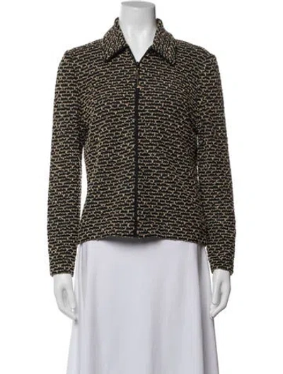 Pre-owned St John Tweed Pattern Jacket In Black