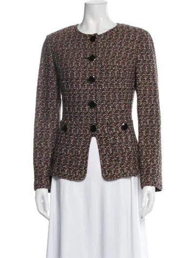 Pre-owned St John Tweed Pattern Jacket In Black