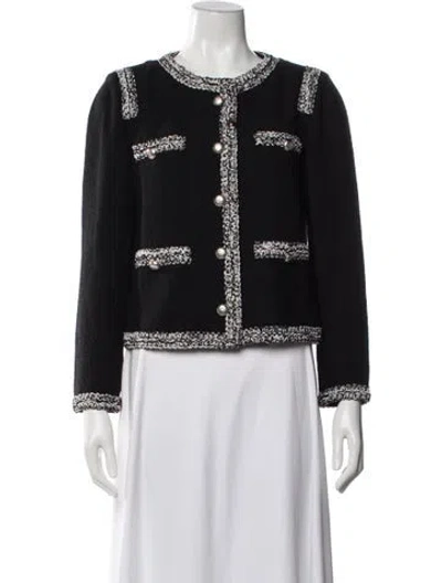 Pre-owned St John Tweed Pattern Jacket In Black