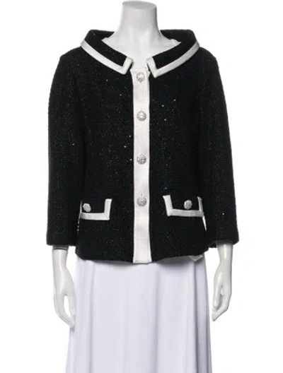 Pre-owned St John Tweed Pattern Jacket In Black