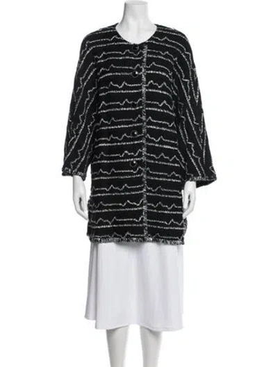 Pre-owned St John Tweed Pattern Jacket In Black