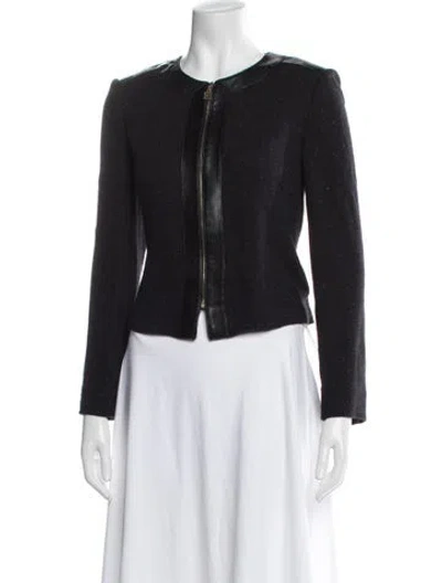 Pre-owned St John Tweed Pattern Jacket In Black