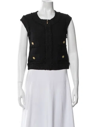 Pre-owned St John Tweed Pattern Jacket In Black