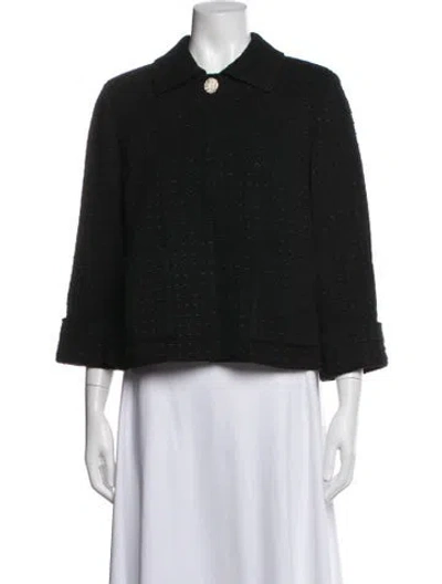 Pre-owned St John Tweed Pattern Jacket In Black