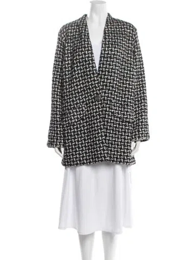 Pre-owned St John Tweed Pattern Jacket In Black
