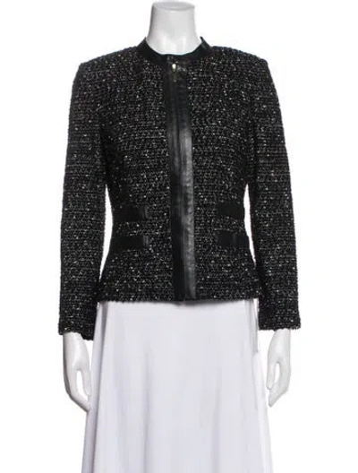 Pre-owned St John Tweed Pattern Jacket In Black