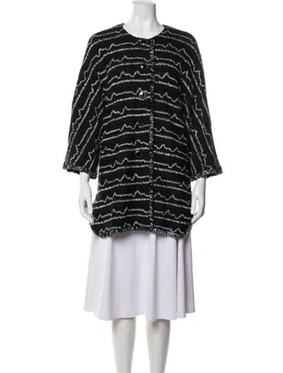 Pre-owned St John Tweed Pattern Jacket In Black