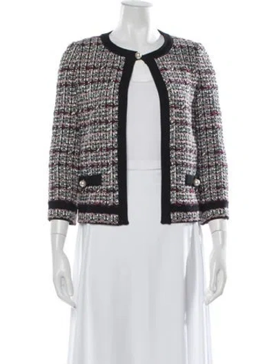 Pre-owned St John Tweed Pattern Jacket In Black