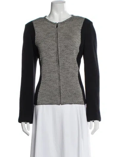 Pre-owned St John Tweed Pattern Jacket In Black
