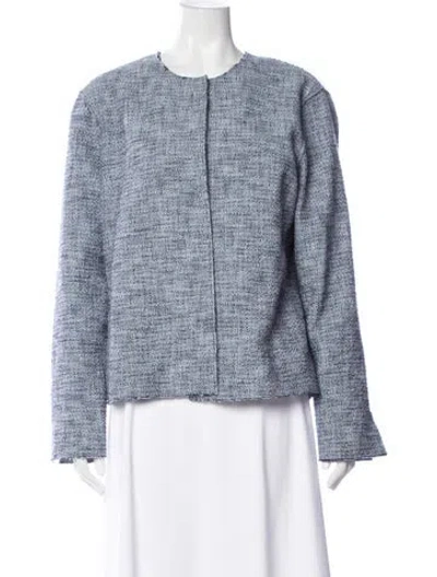 Pre-owned St John Tweed Pattern Jacket In Blue