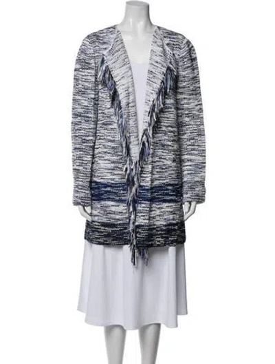 Pre-owned St John Tweed Pattern Jacket In Blue