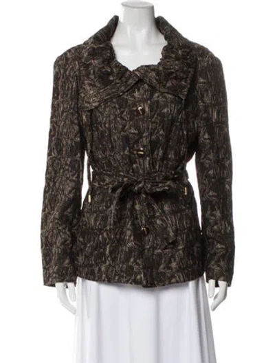Pre-owned St John Tweed Pattern Jacket In Brown