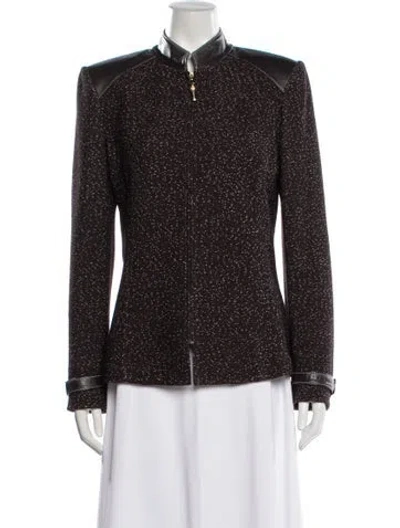 Pre-owned St John Tweed Pattern Jacket In Brown
