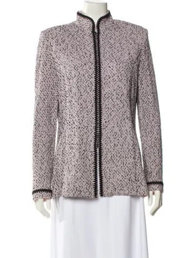 Pre-owned St John Tweed Pattern Jacket In Gray