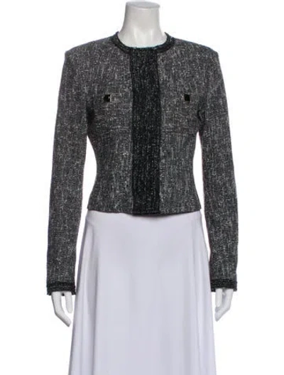 Pre-owned St John Tweed Pattern Jacket In Gray