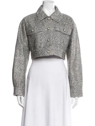 Pre-owned St John Tweed Pattern Jacket In Gray