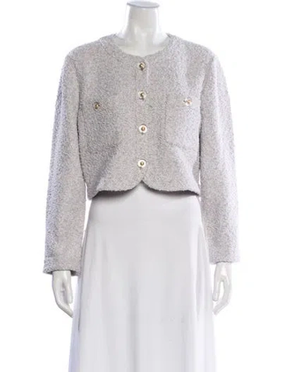 Pre-owned St John Tweed Pattern Jacket In Gray
