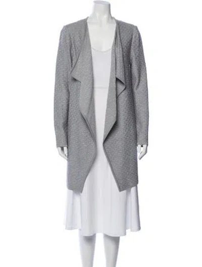 Pre-owned St John Tweed Pattern Jacket In Grey