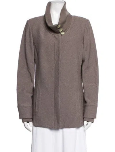 Pre-owned St John Tweed Pattern Jacket In Grey