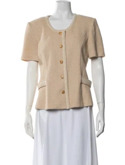 Pre-owned St John Tweed Pattern Jacket In Metallic/neutrals