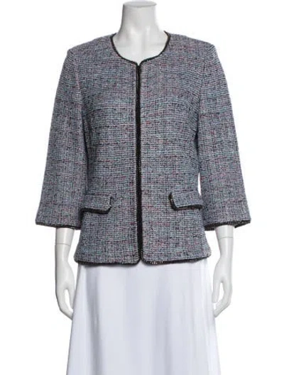Pre-owned St John Tweed Pattern Jacket In Multi