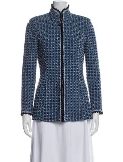 Pre-owned St John Tweed Pattern Jacket In Multi