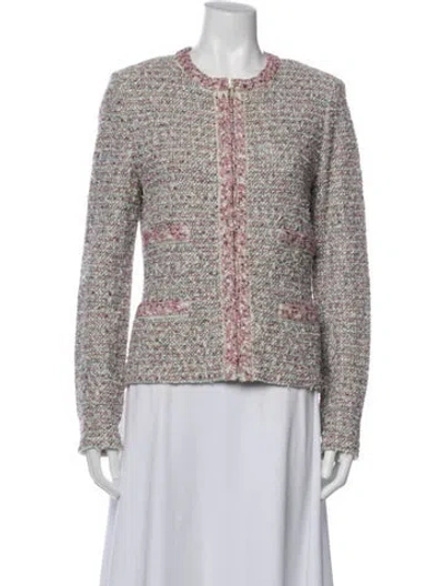 Pre-owned St John Tweed Pattern Jacket In Multi